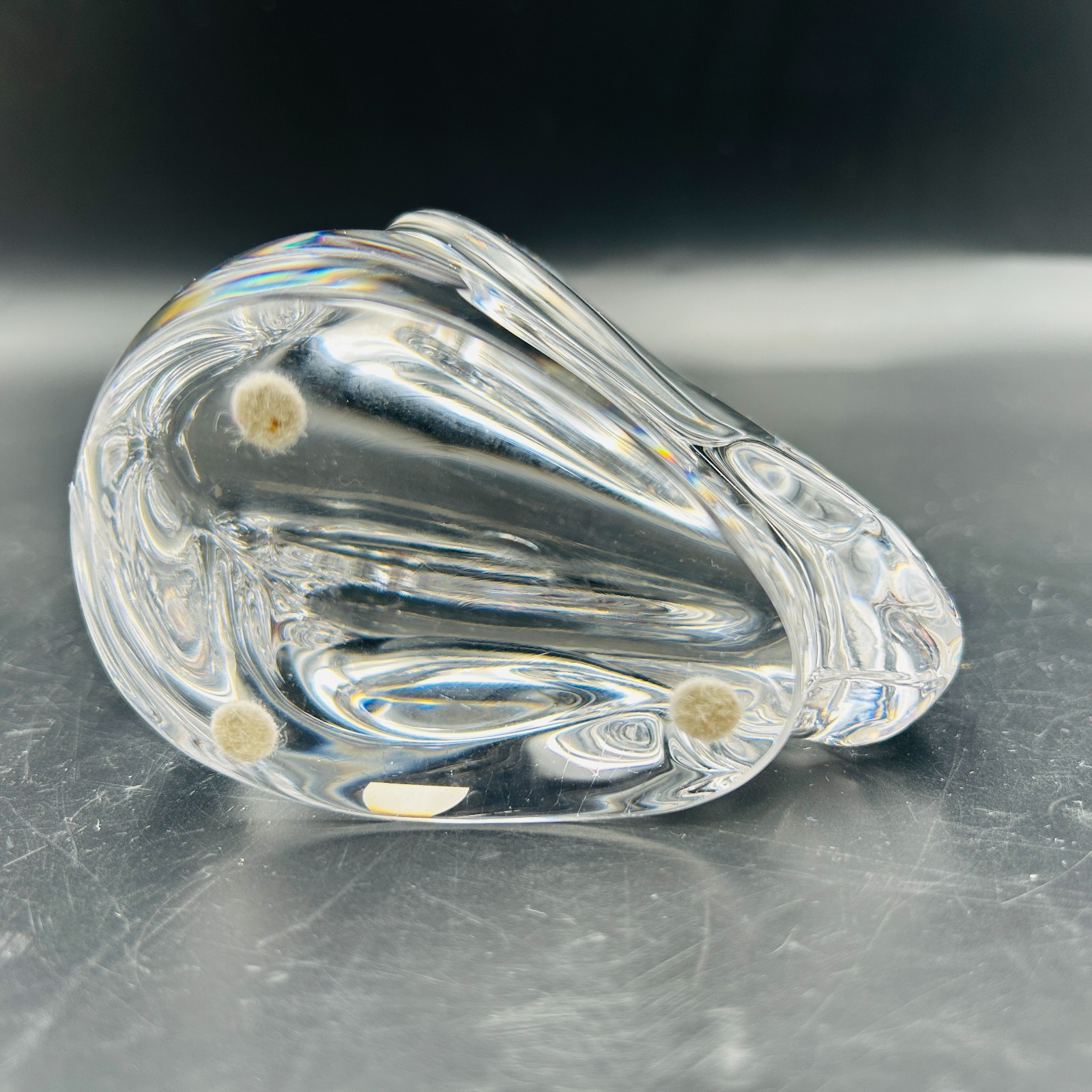 Orrefors Signed Bunny Rabbit Crystal Glass Figurine Paperweight Sweden Vintage
