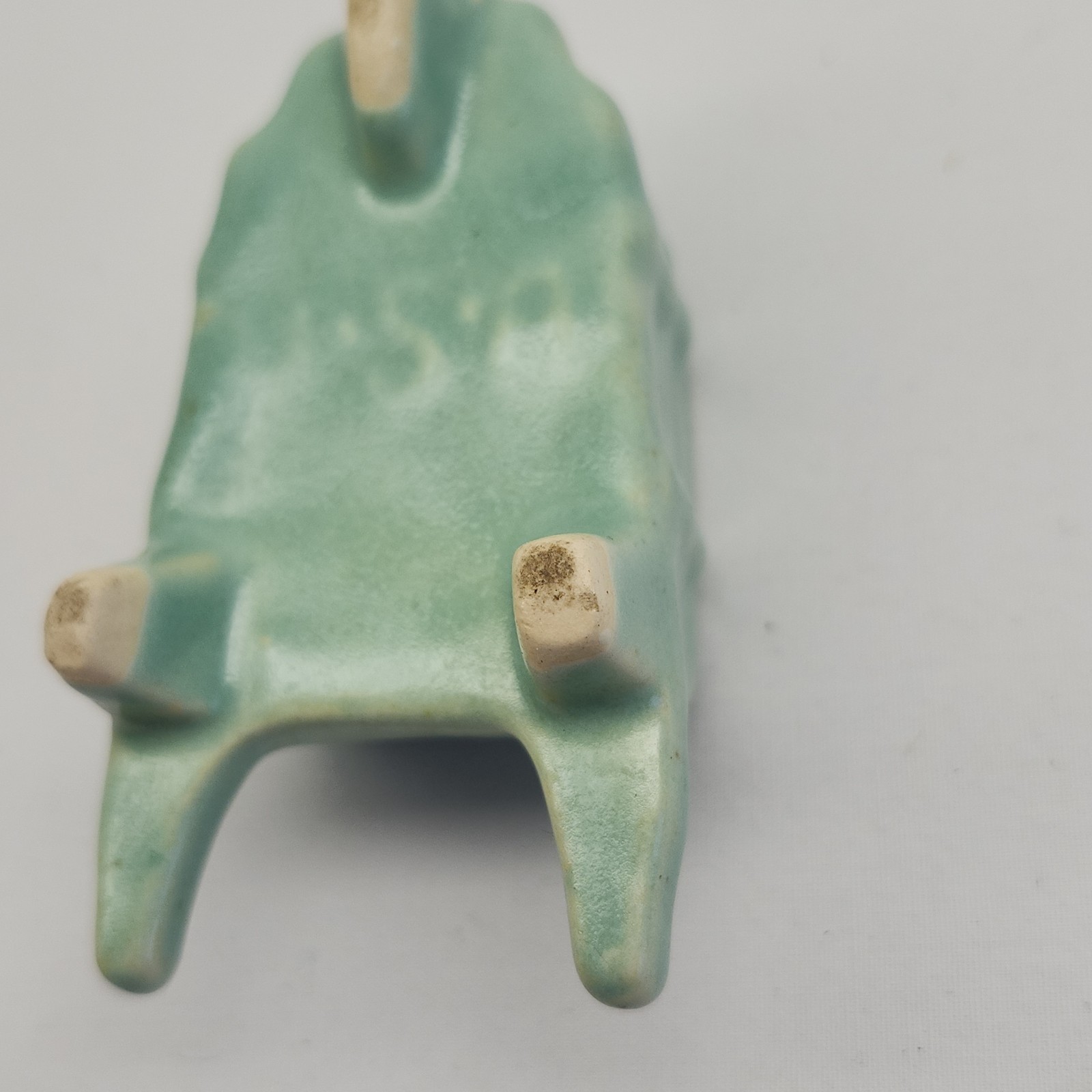 U.S.A Pottery Wheelbarrow Mini Flower Pot Seafoam Green McCoy Glass A3-2472
