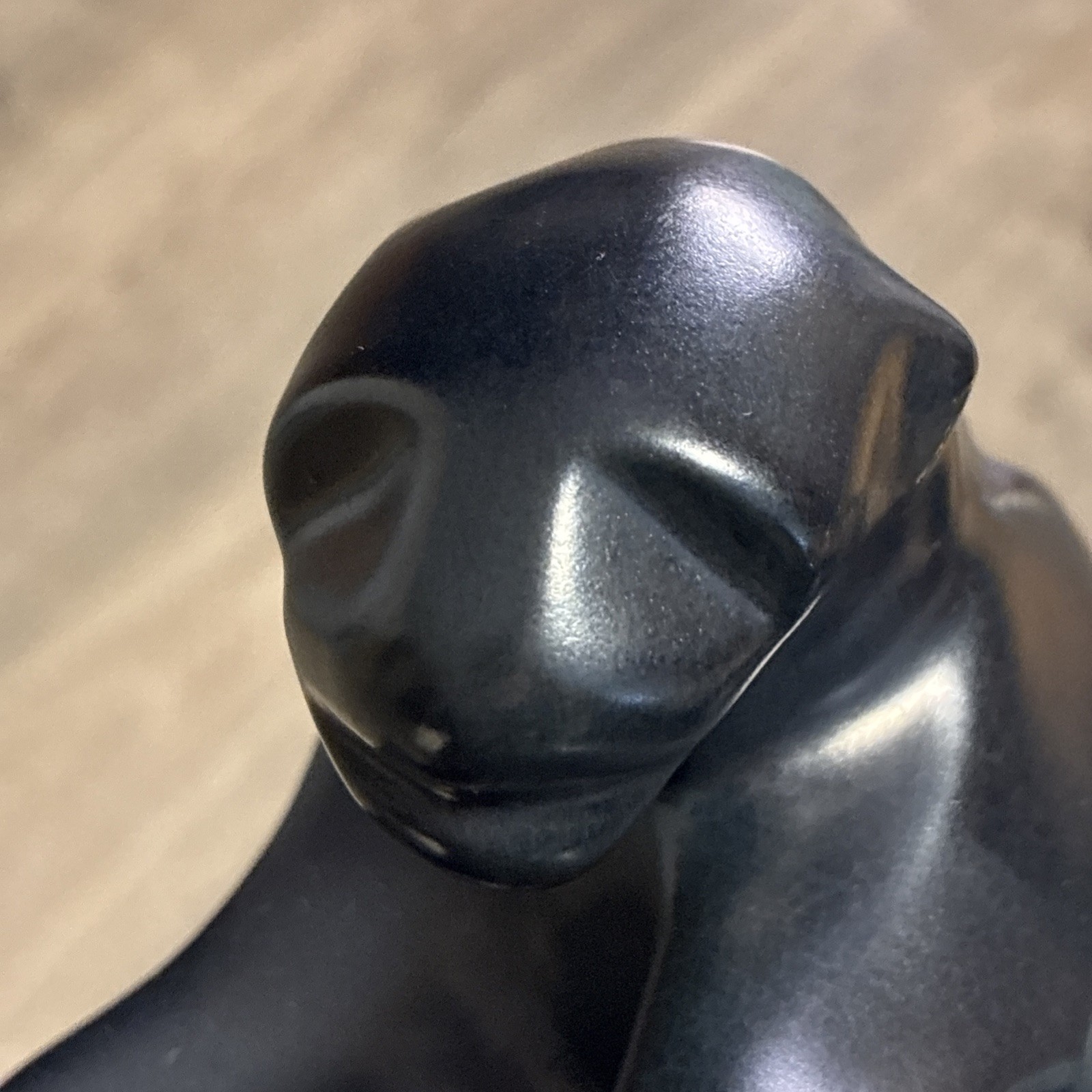 Vtg MCM Frankoma Clay Pottery Matte Blue Black Panther Cat Puma 112 Gunmetal?