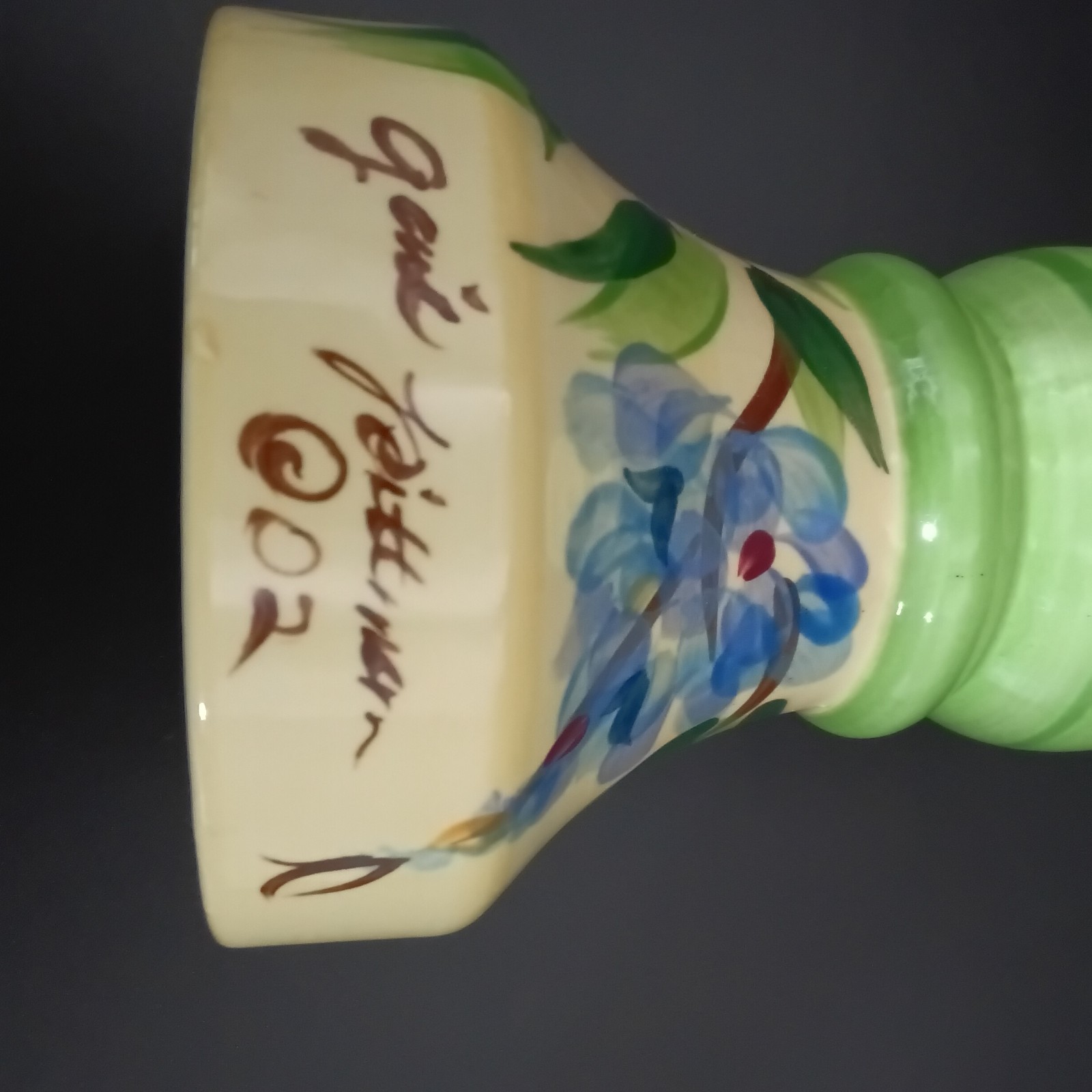 Gail Pittman Vintage Lion Flower Vase Signed 2002