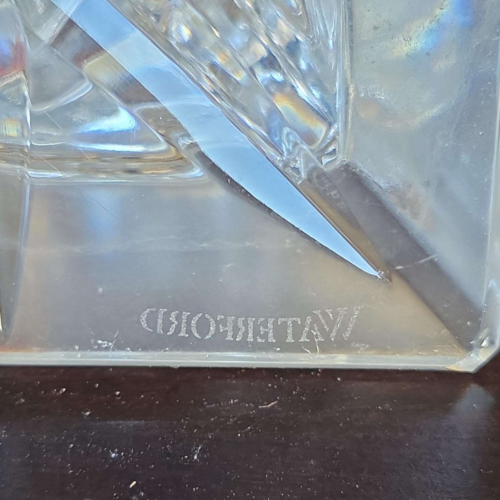 Waterford Clear Crystal Candlestick Holders Pair 6 in Signed Incised Backstamp