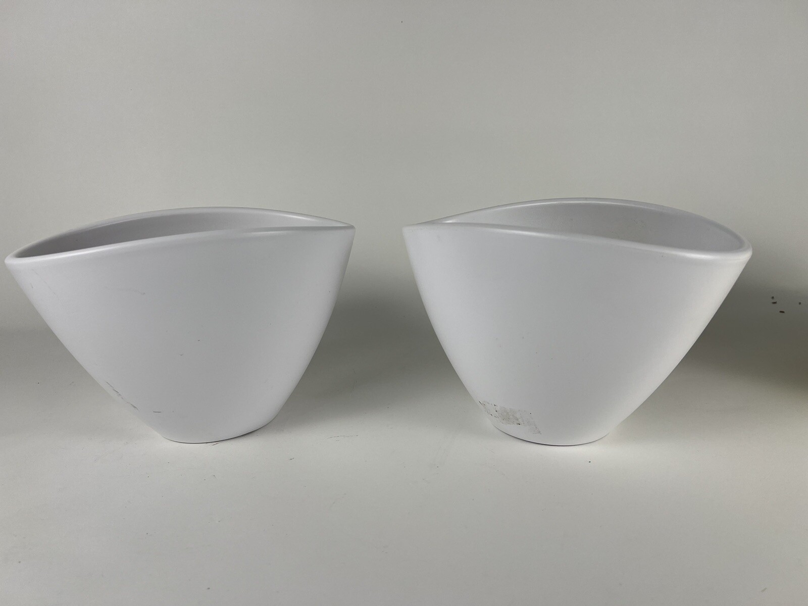 Set Of 2 Unique Ceramic Art Bowl, Planter Modern Curved Oval, Made in Germany