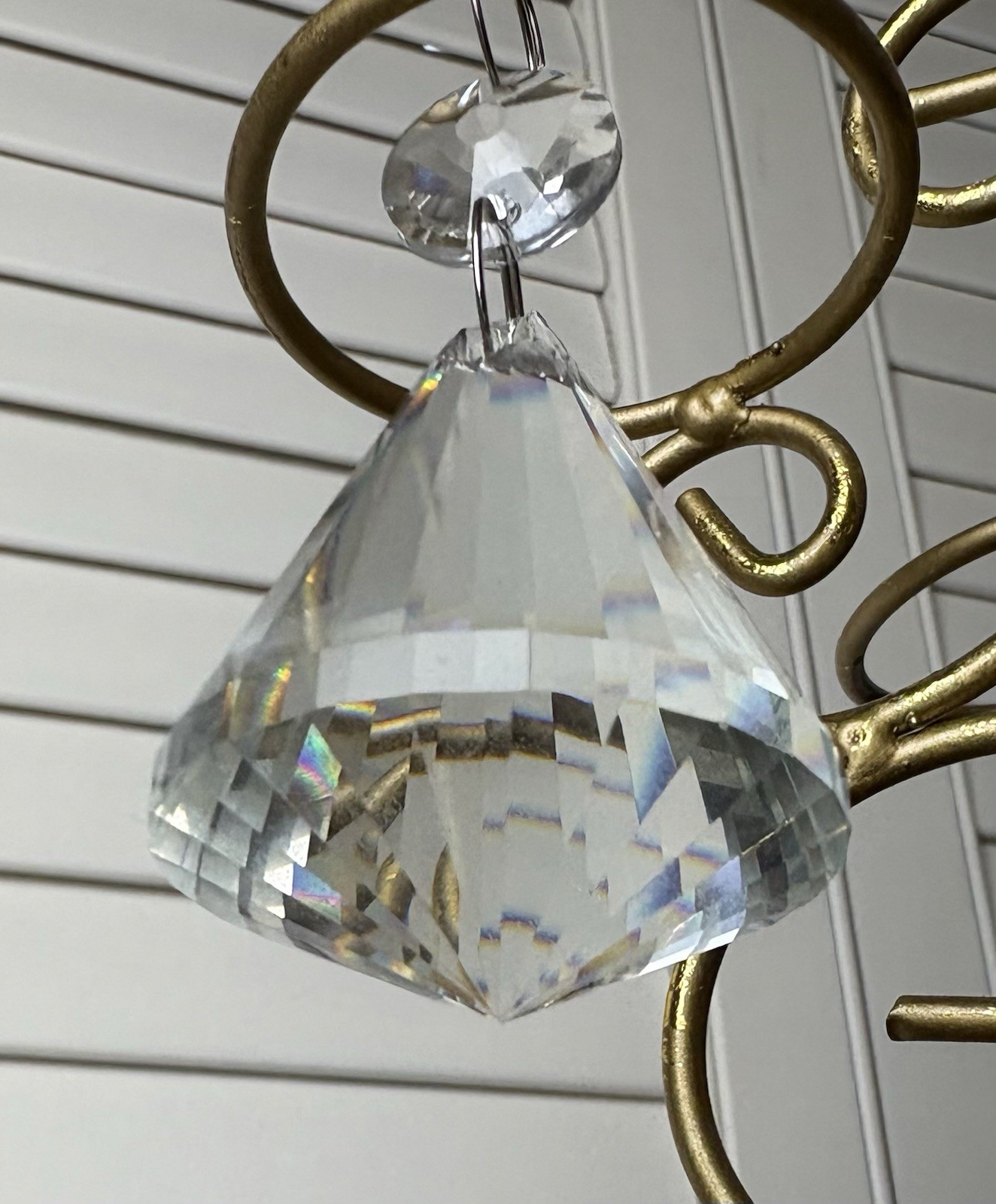 75mm Clear Crystal Diamond Prism +Disc 2 Tier Chandelier Pendant Decor Xmas Tree