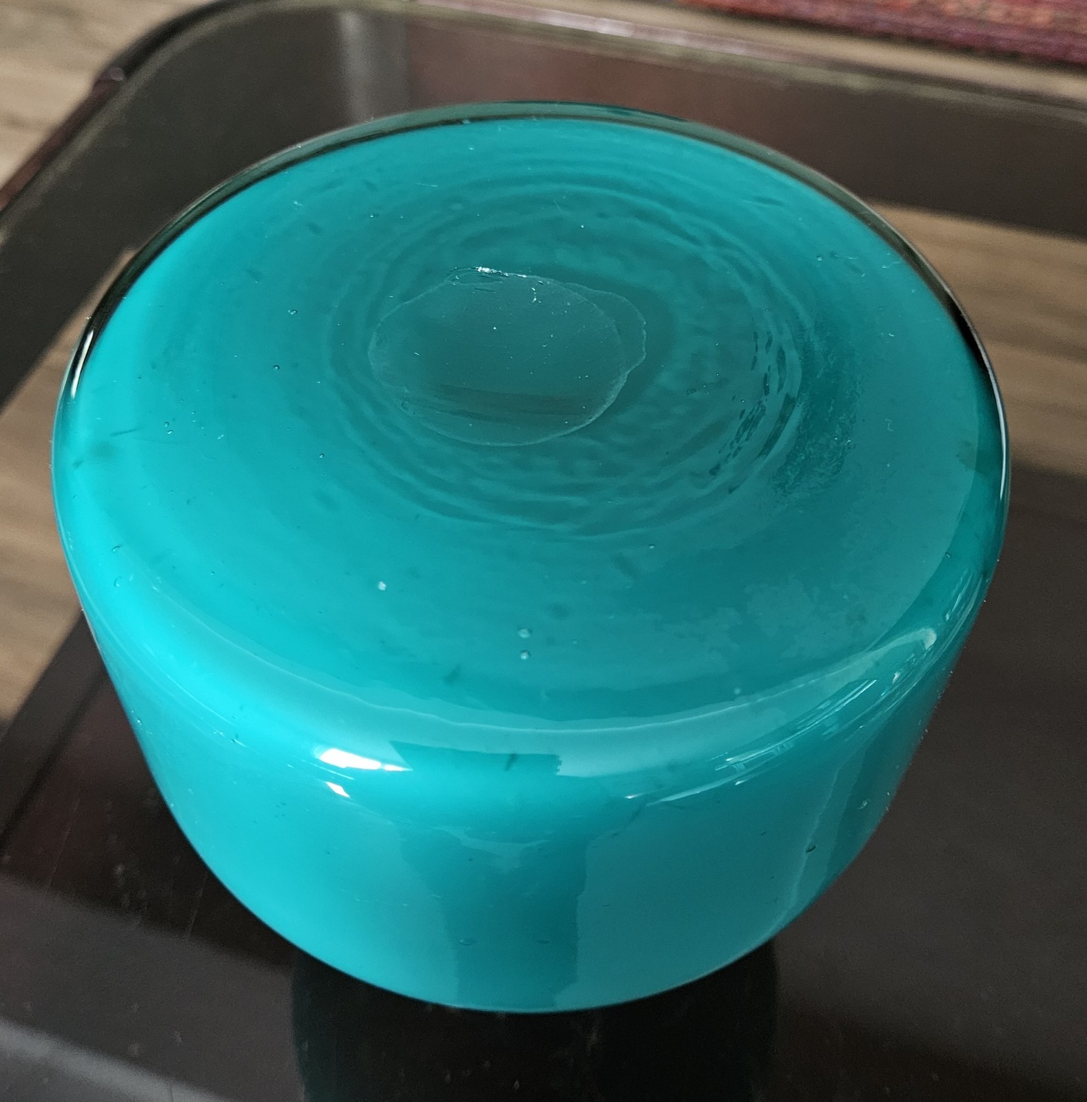 Vintage Holmegaard Style Teal Encased Vase 6″