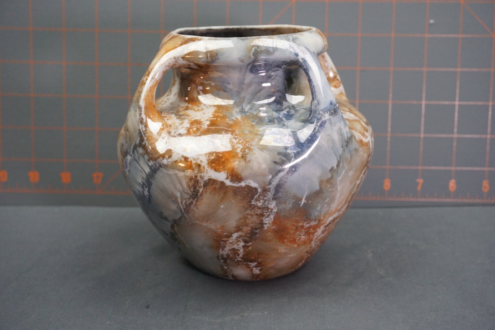 Vintage Arabia Finland Art Deco Four Handled Luster Glazed Vase AAA 168