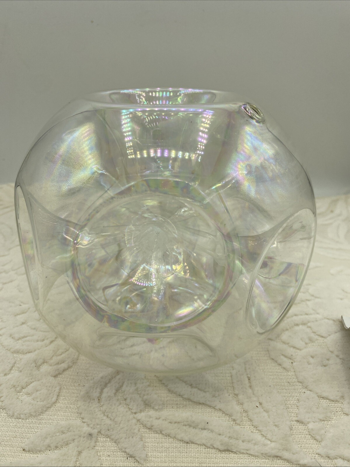 Iridescent art glass Candle Holder 6 Inches By 6 Inches Tall