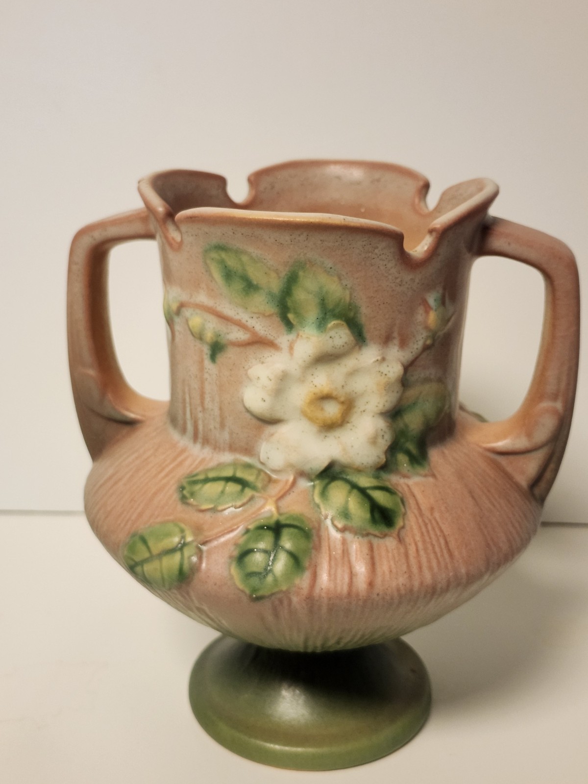 1940 ROSEVILLE White Rose Art Pottery #146- 6″ , Lot of 2 , see photos