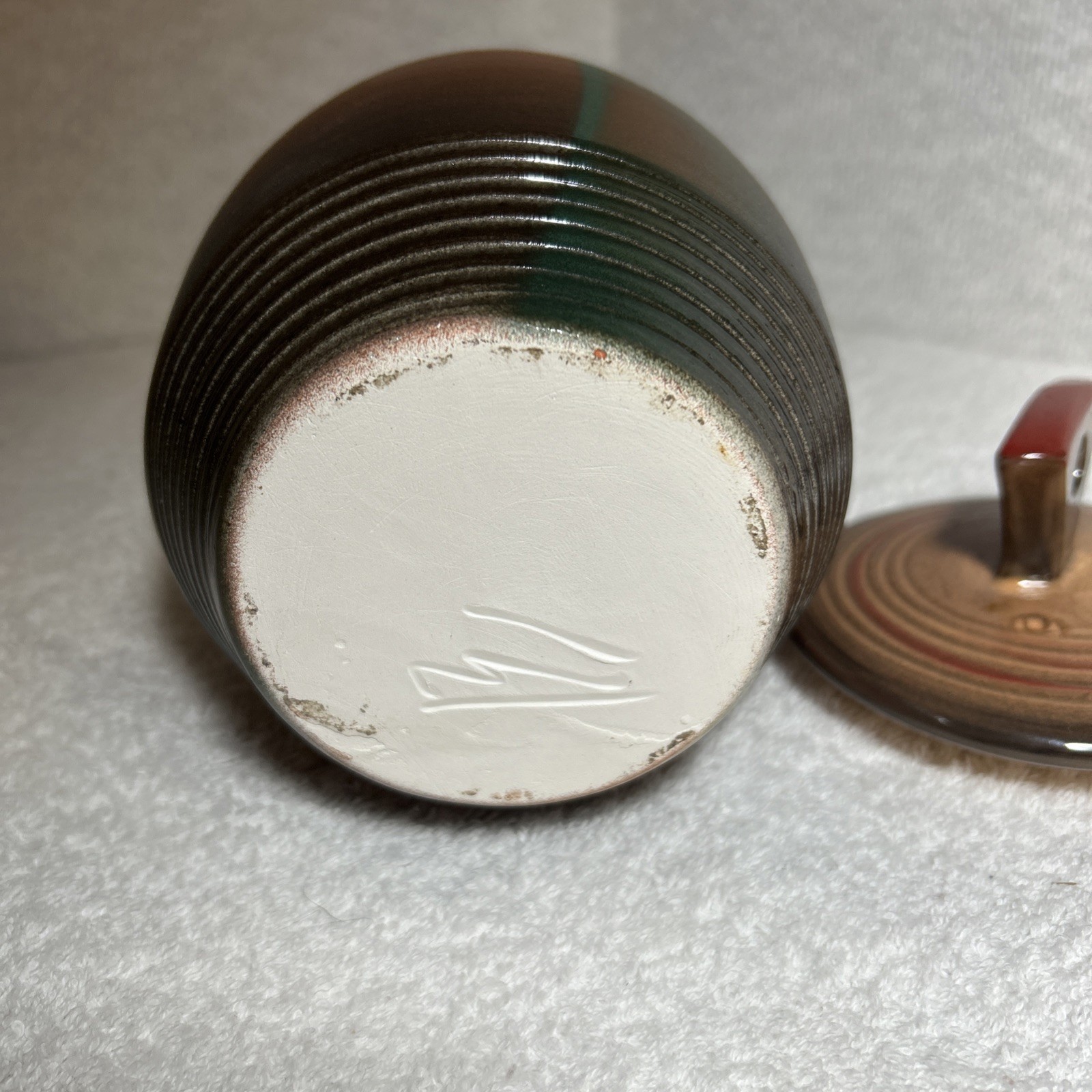 Galaxy Mountain Scape Ceramic Spray Painted Kiln Glazed Top, Lid & Inside Jar
