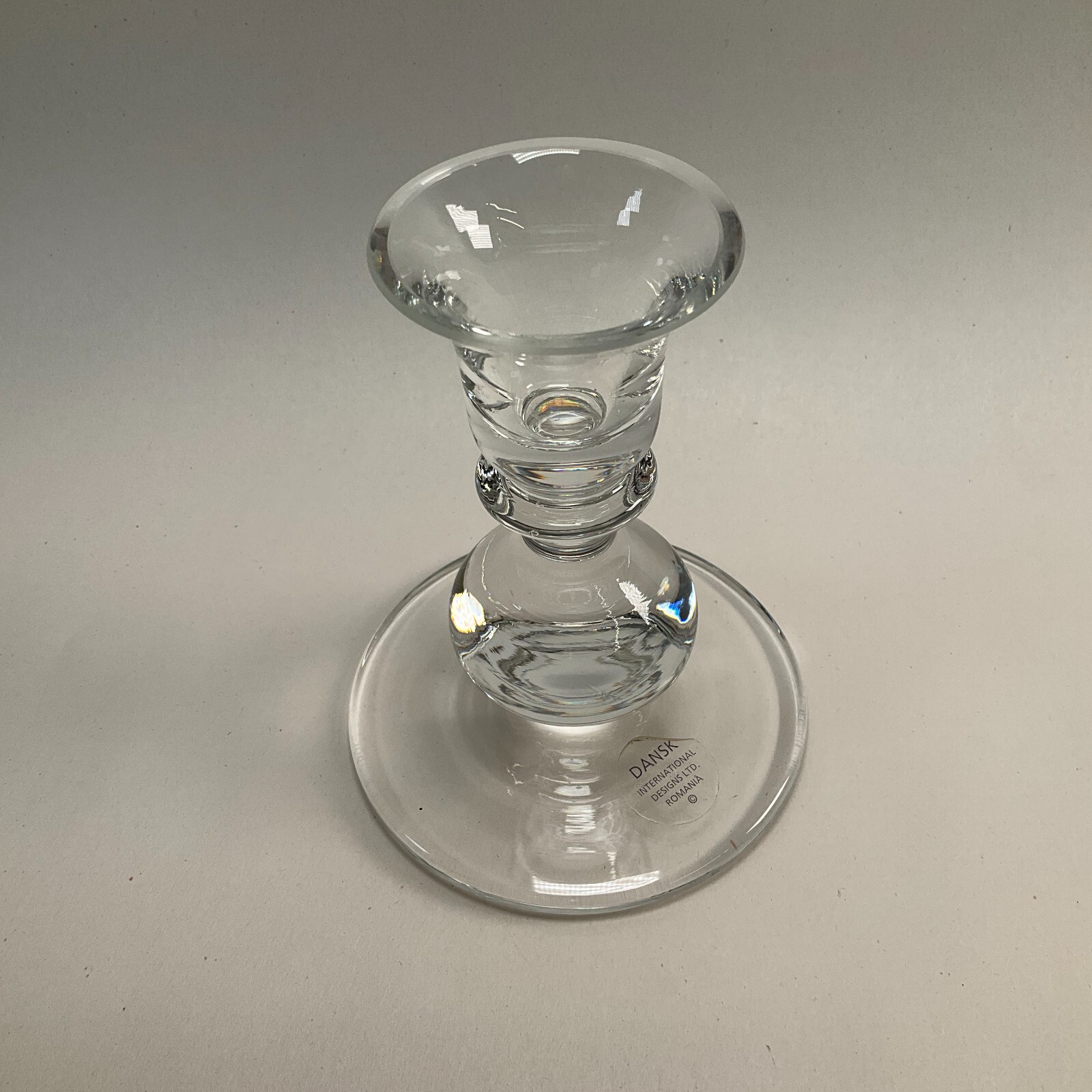 Dansk Crystal Ball Stem Candle Holder Romania Original Label 4 3/4″