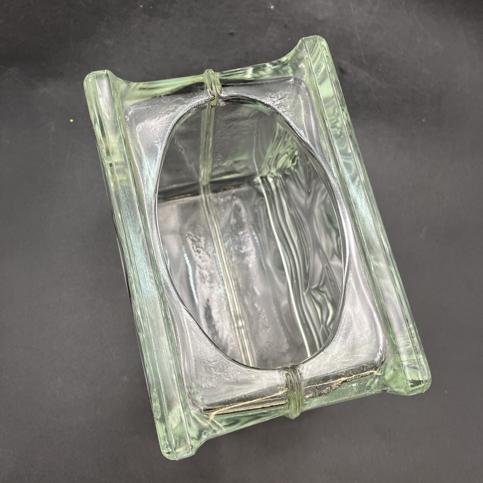 Decorative Glass Block Wavy Pattern Glass Vase or Planter 7.75”