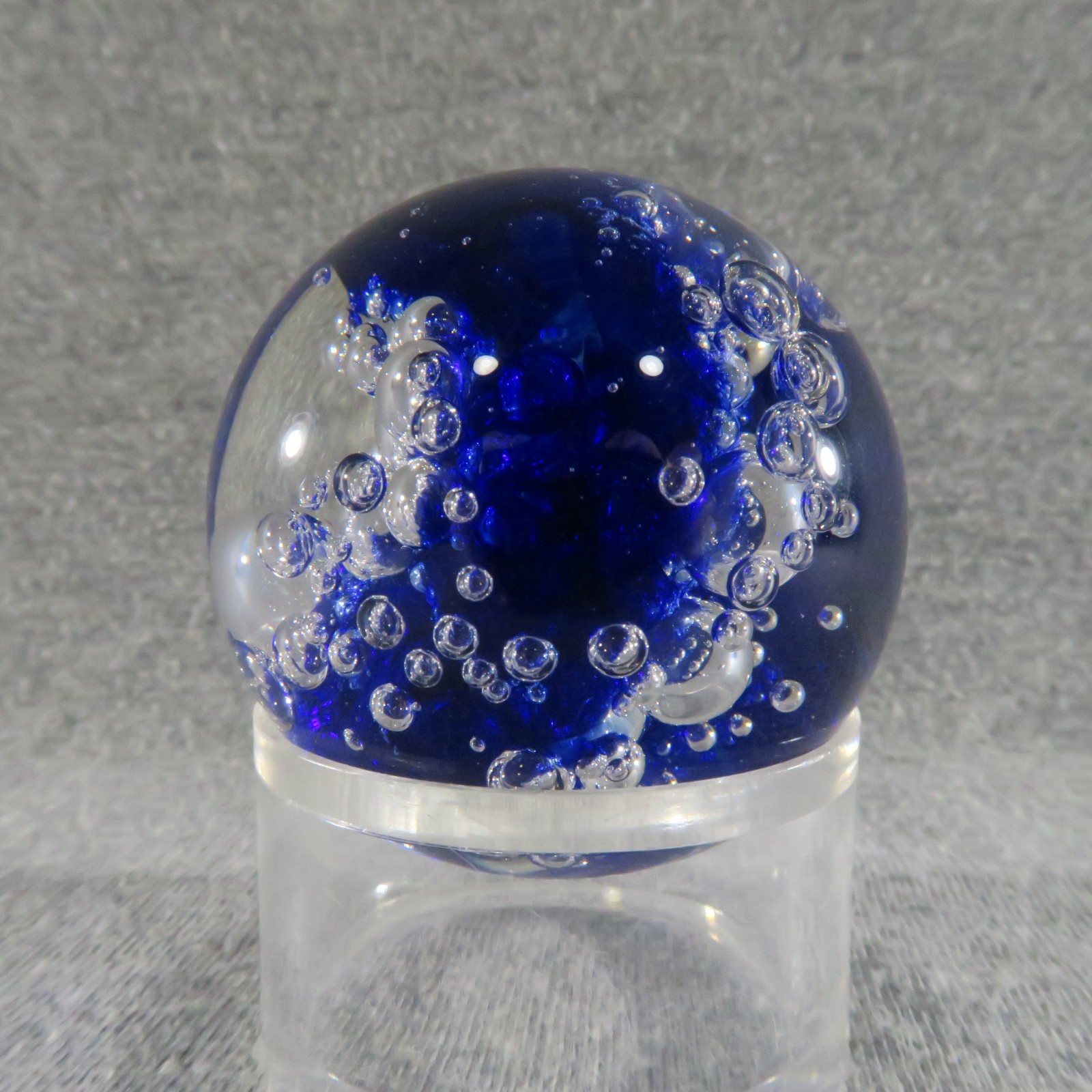 California Glass Studio Marble Orb Cobalt Blue Controlled Bubble Ocean Tide 1996