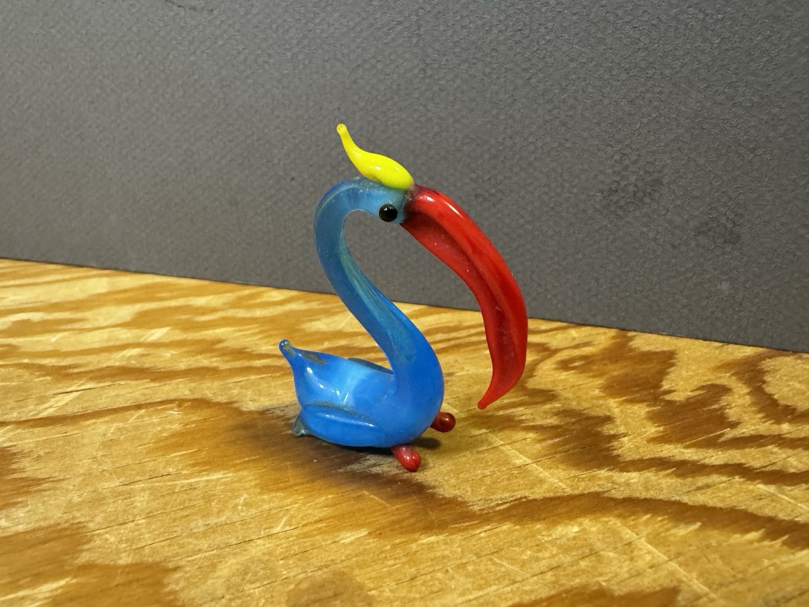 Vintage MCM Glass Shore Bird Figurine Pelican Stork Heron blown