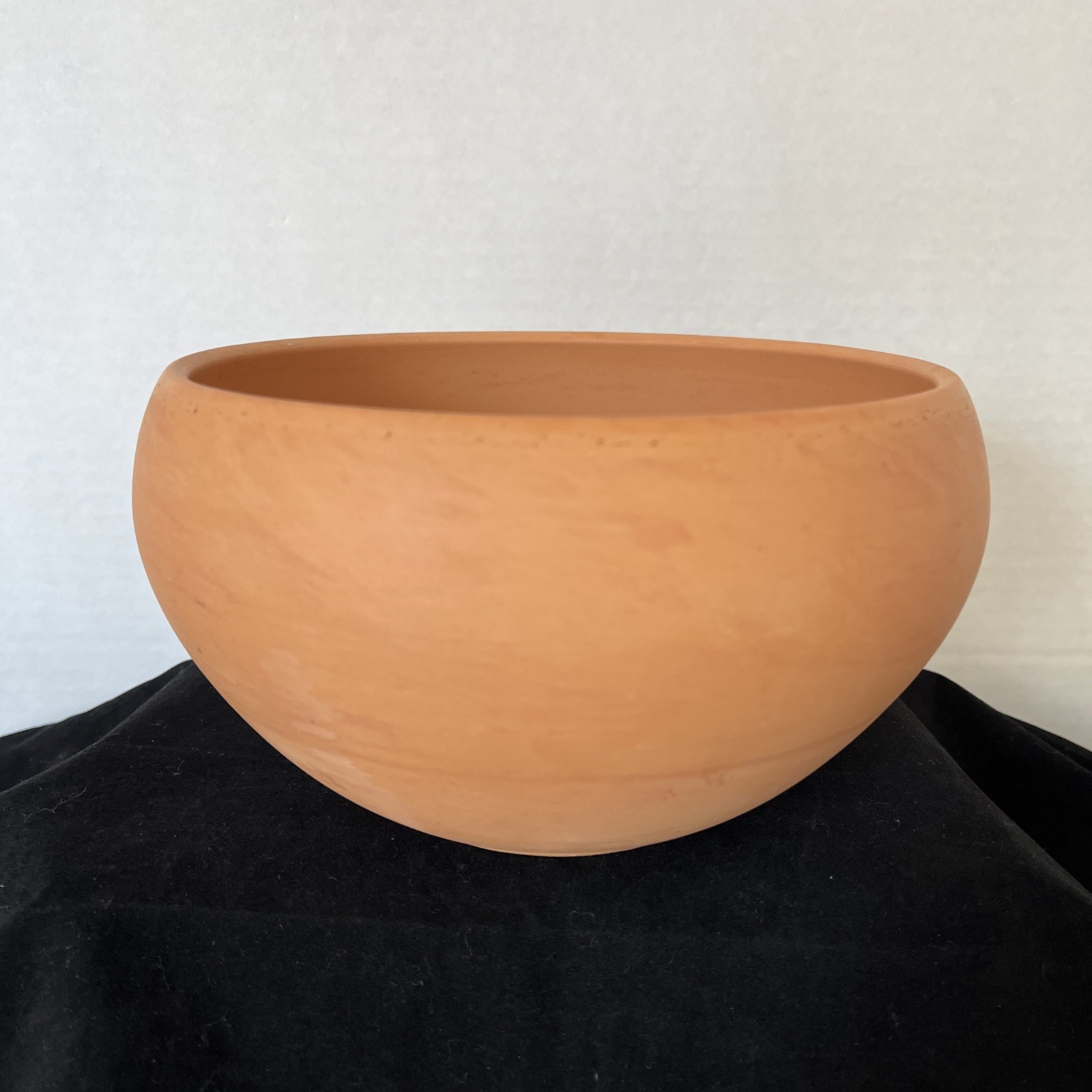 Studio Pottery Germany Terracotta Earthenware Planter Bowl Orange Swirl Unglazed