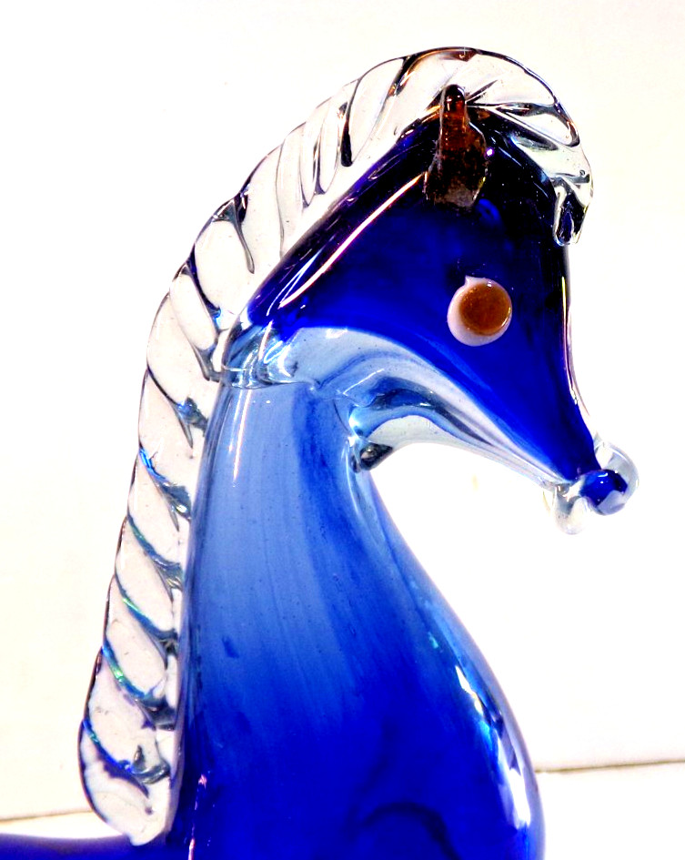 Murano Style Art Glass HORSE Abstract Hand Blown unbranded 9″ long x 11″ tall