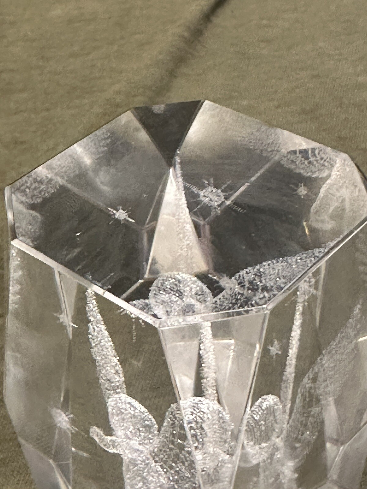 Laser Etched Glass Baby Angel Winged Cherub Paperweight Glass – 3.25 inches tall