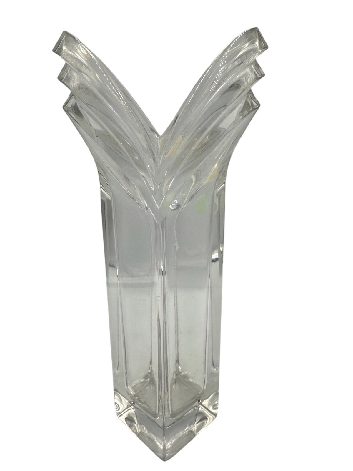 Mikasa Germany Clear Crystal Vase Geometric Design Collectible 11″ Tall Classic