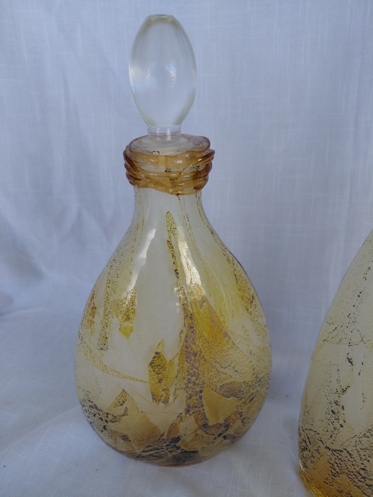 Vintage Abstact MONTAAGE ART GLASS VASE PAIR MADE in INDIA 1998 Artevenue Delhi