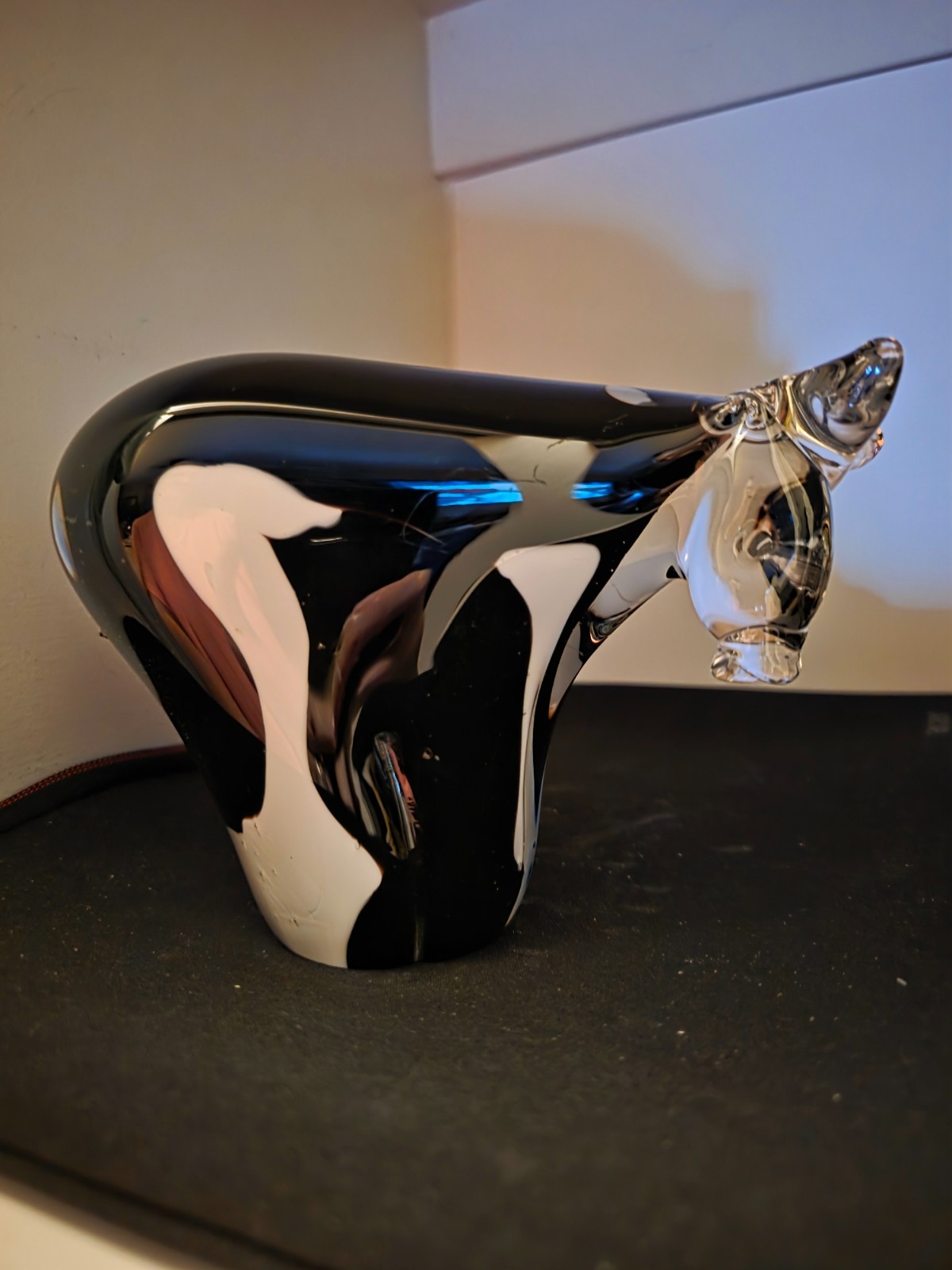 Fifth Avenue Crystal Cow Bull Handmade Art Glass 7 1/4″ X 5-1/4″