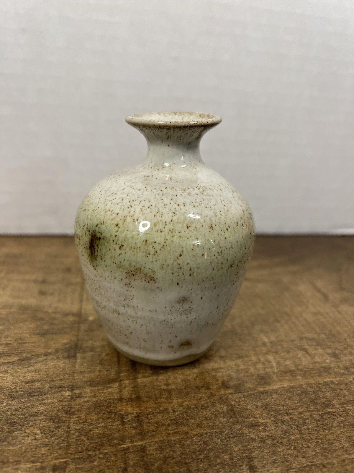 Vintage Small Bud Vase Mid Century-Modern Speckled Brown Pottery Piece
