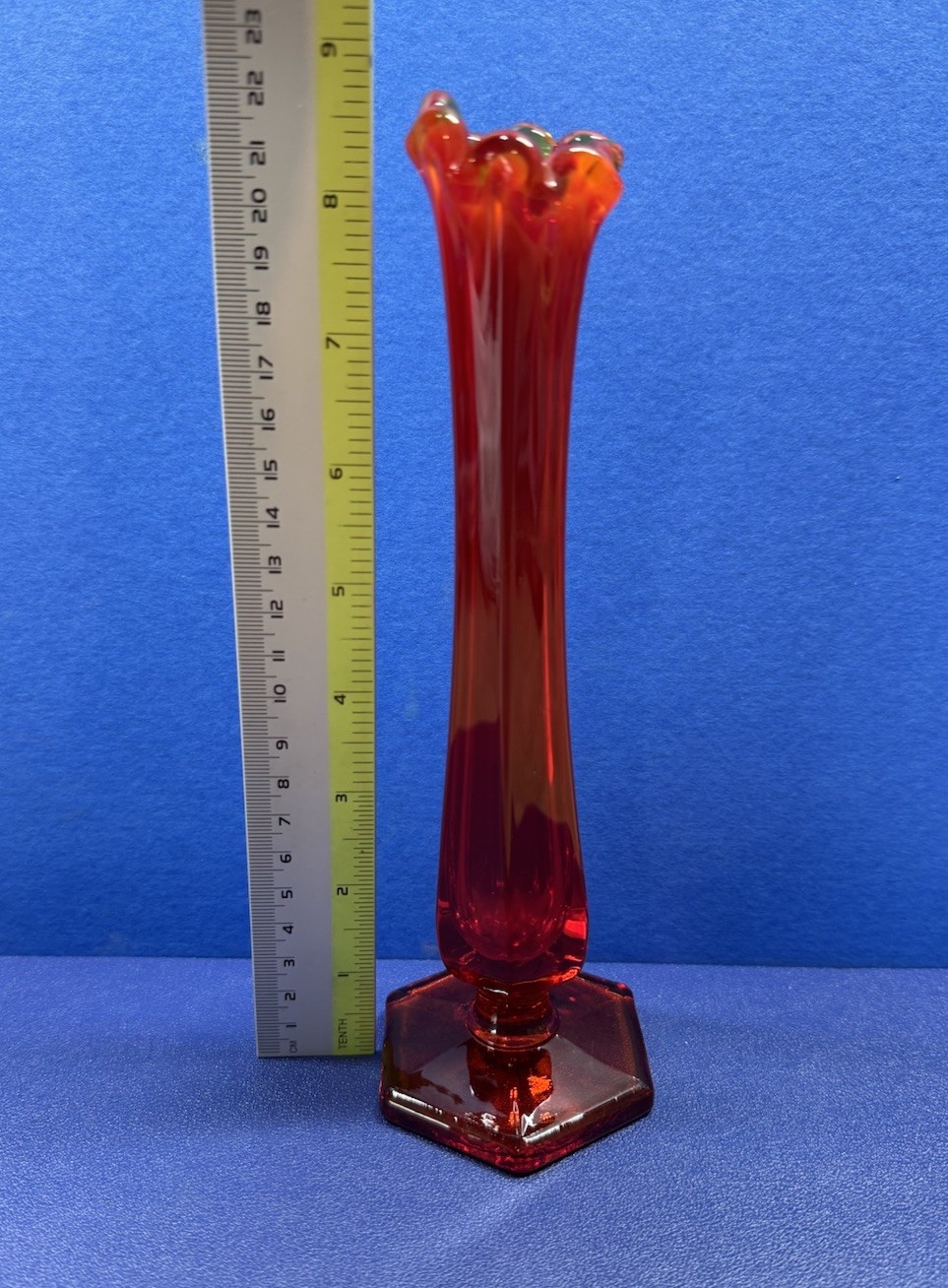 Westmoreland 8 1/2 “ Orange Yellow Top Bud Vase