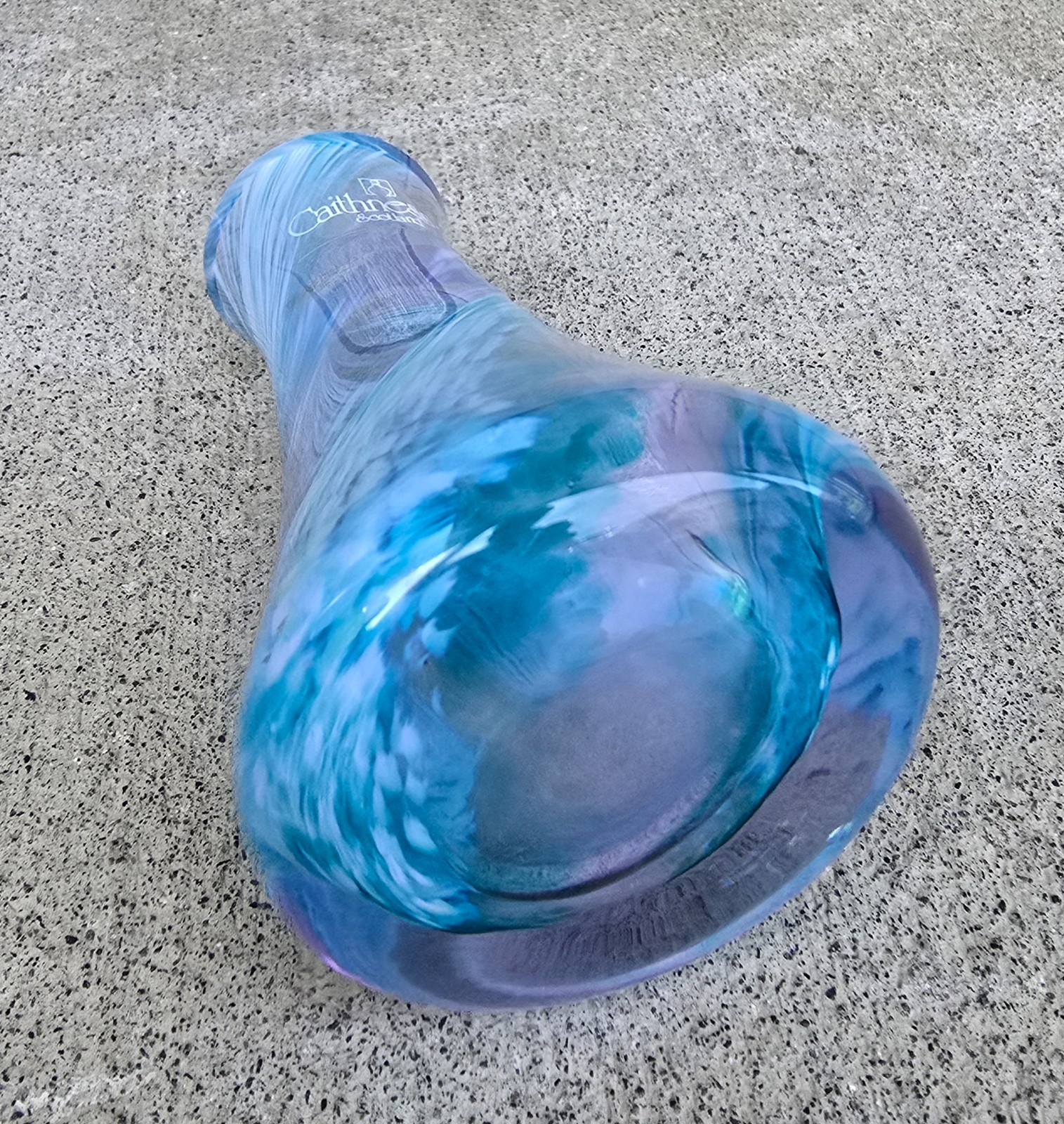Caithness Scotland Lilac Purple Green White Swirl Art Glass Bud Vase 3 7/8″