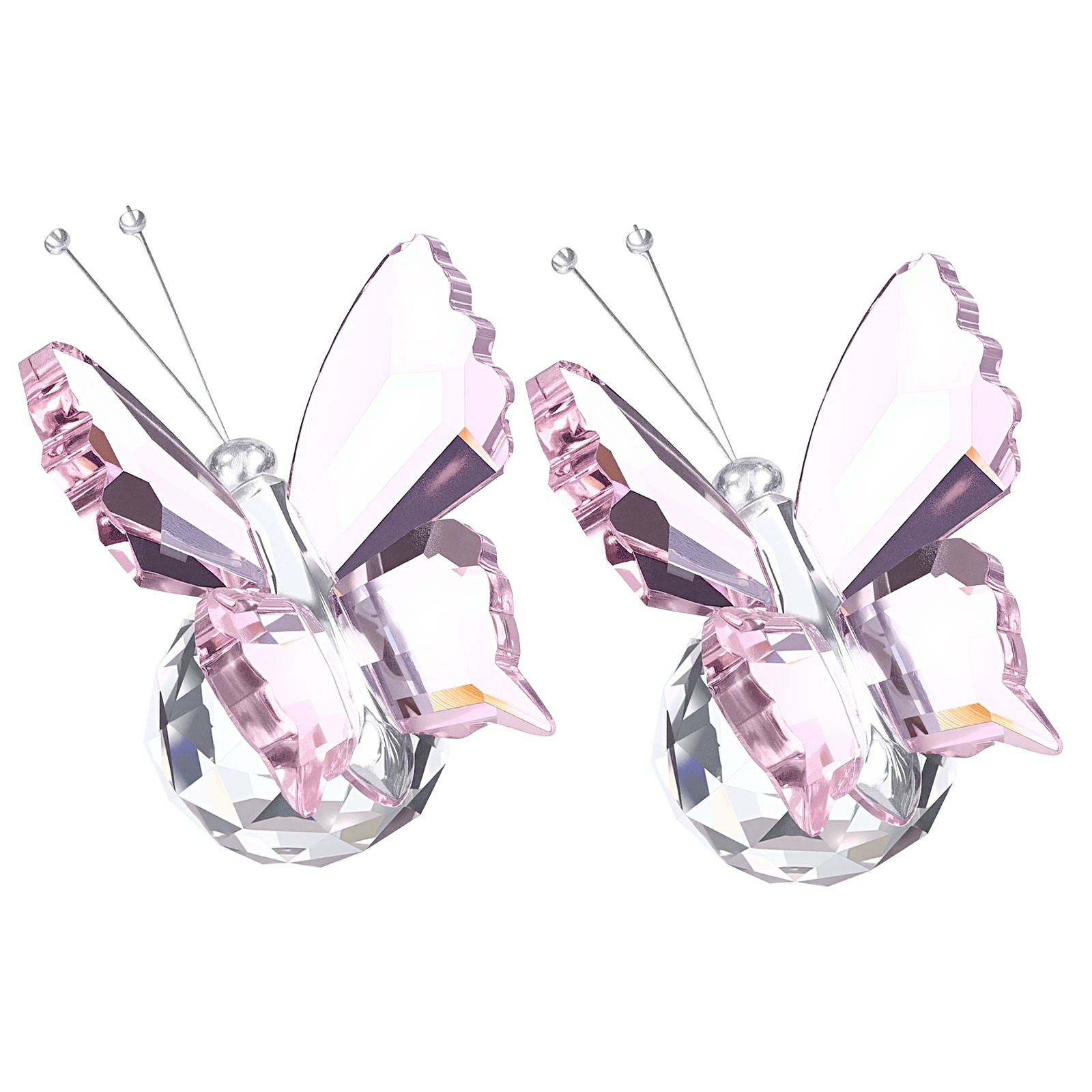 2 Pcs 75mm / 3 Inch Butterfly Crystal Paperweight, Pink