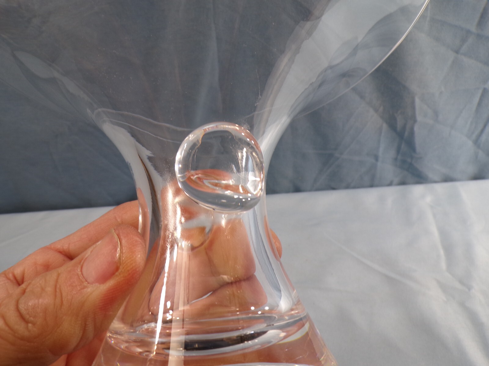 Steuben Signed Clear Glass Flared Vase 7 3/8″ Wide