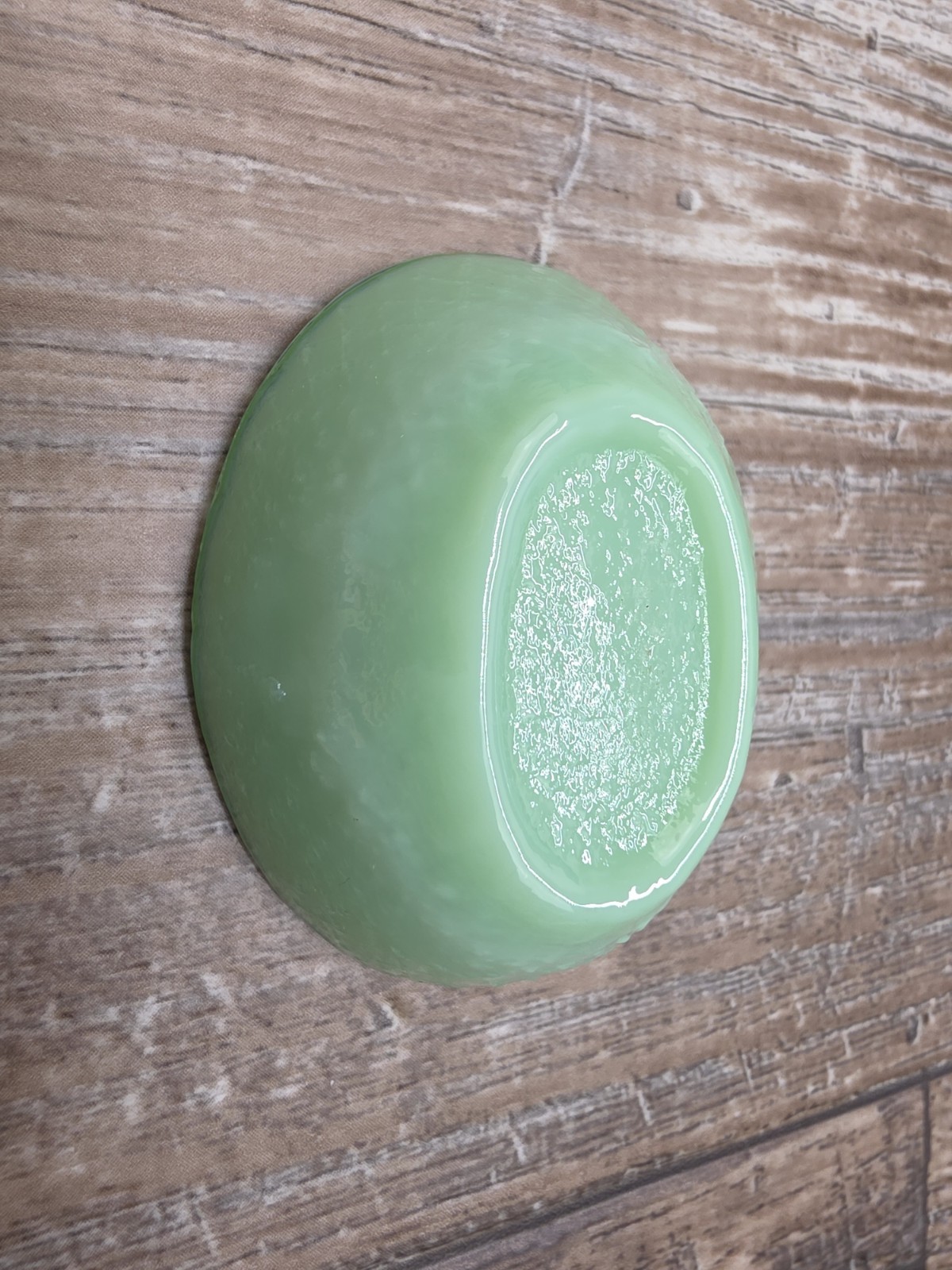 Small Jadeite Hen On Nest 2.5″ Salt Cellar Trinket Dish Jade Glass