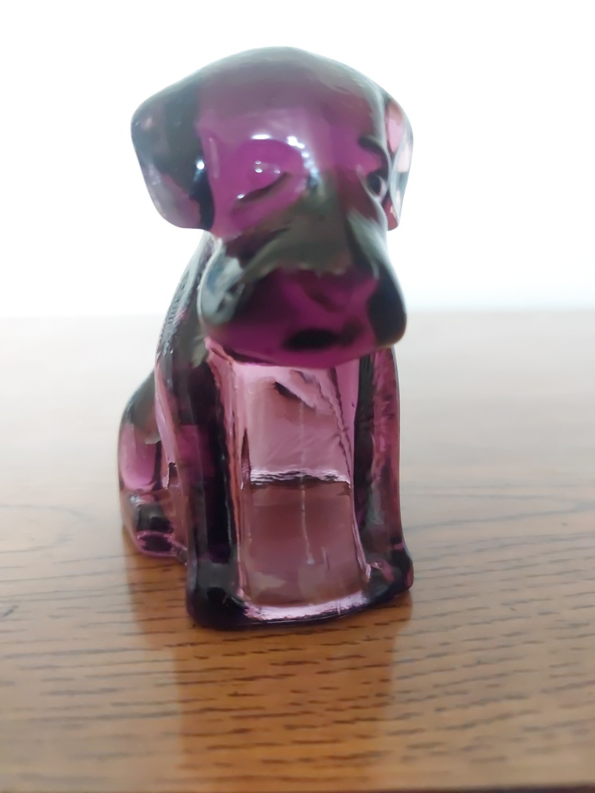 Vintage Degenhart Art Glass Dog Pooch Violet Purple Figurine 1970s EC Glows