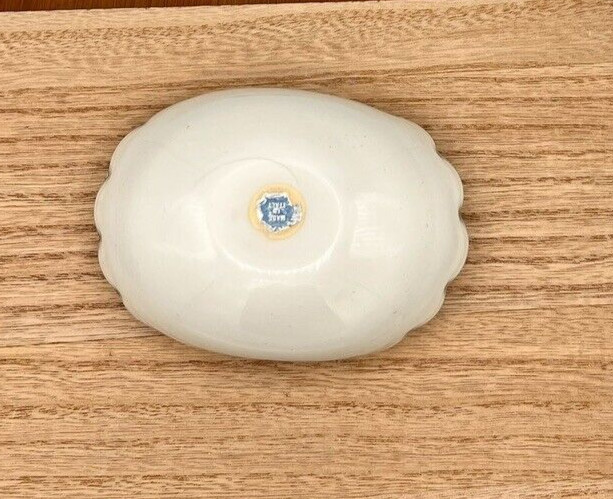 Murano Glass Ruffle Top White & Gold Leaf Swirl Vase & Dish Scalloped Edge SMALL