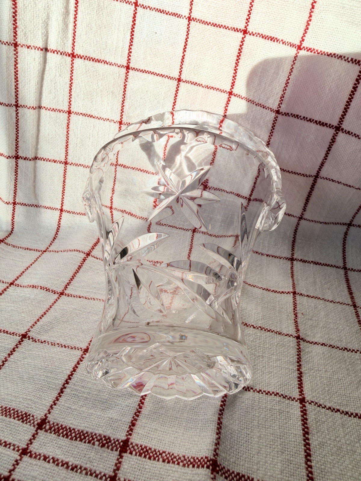 Vintage Cut Glass Basket With Handle. Excellent Condition