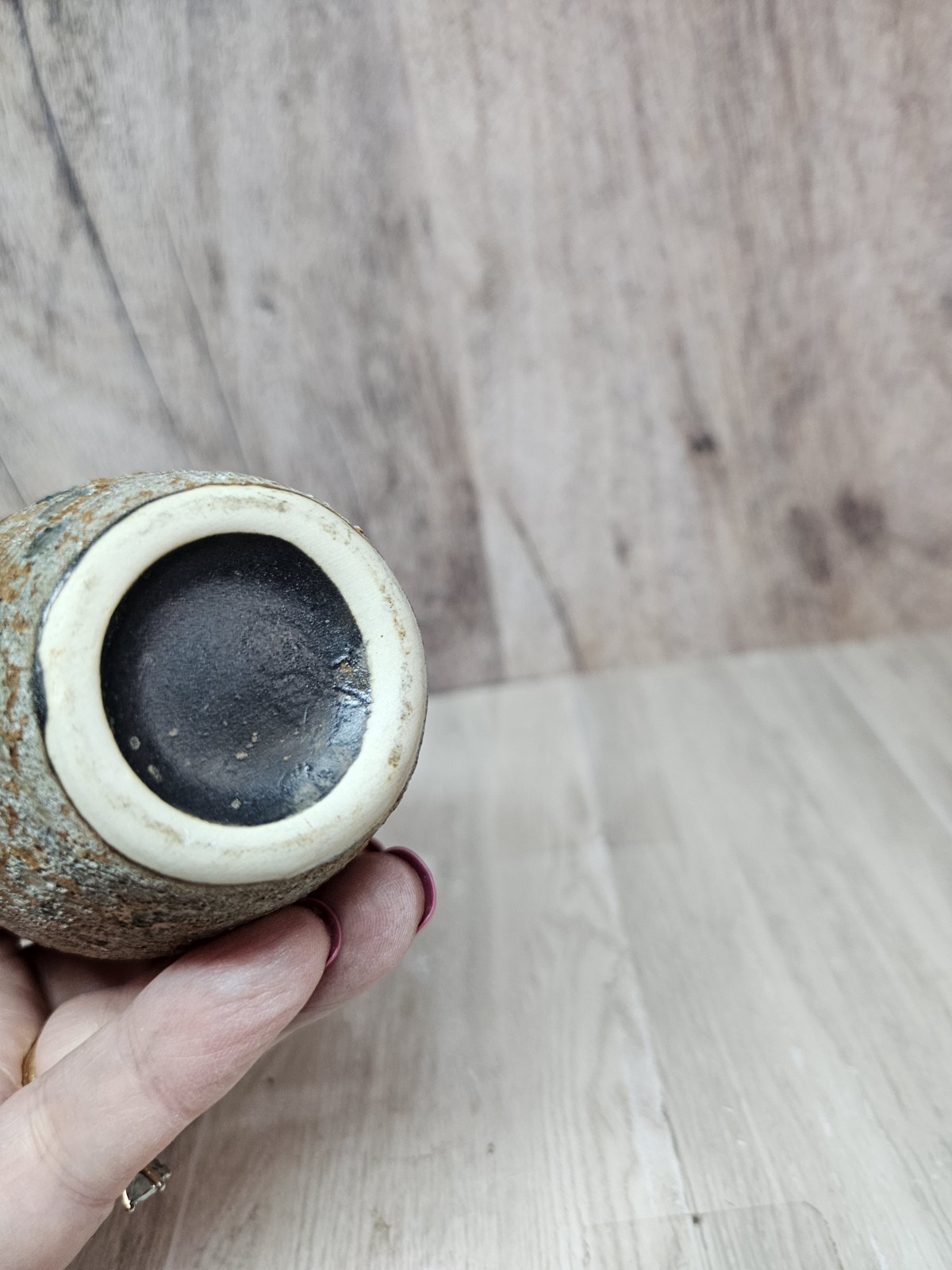 Vintage Studio Pottery Lava Glaze Vase Bottle Form MCM Textured Volcanic 6”