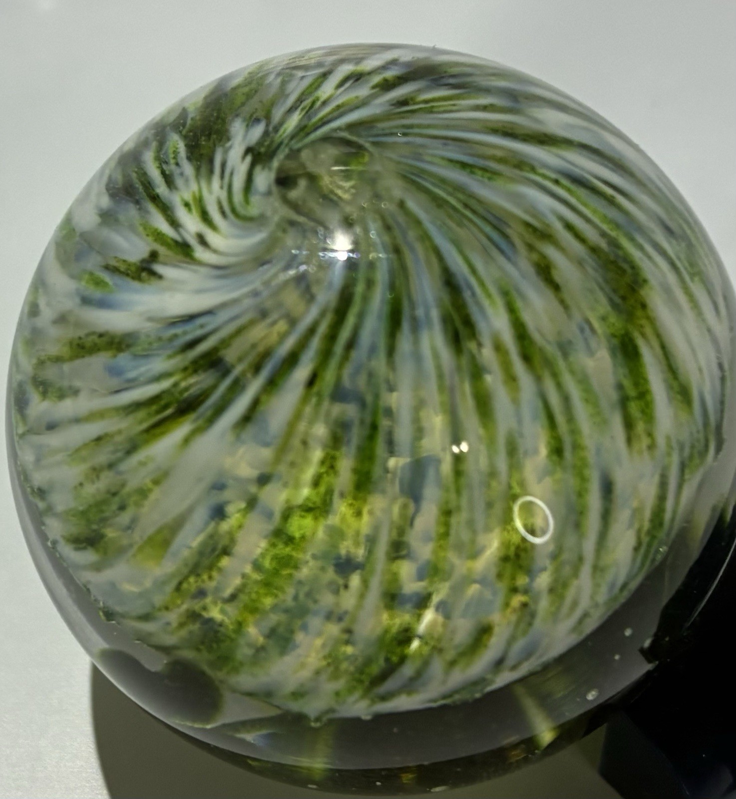 David Salazar Handmade Art Glass Marble Cloverleaf Shamrock Signed Custom 1.5in