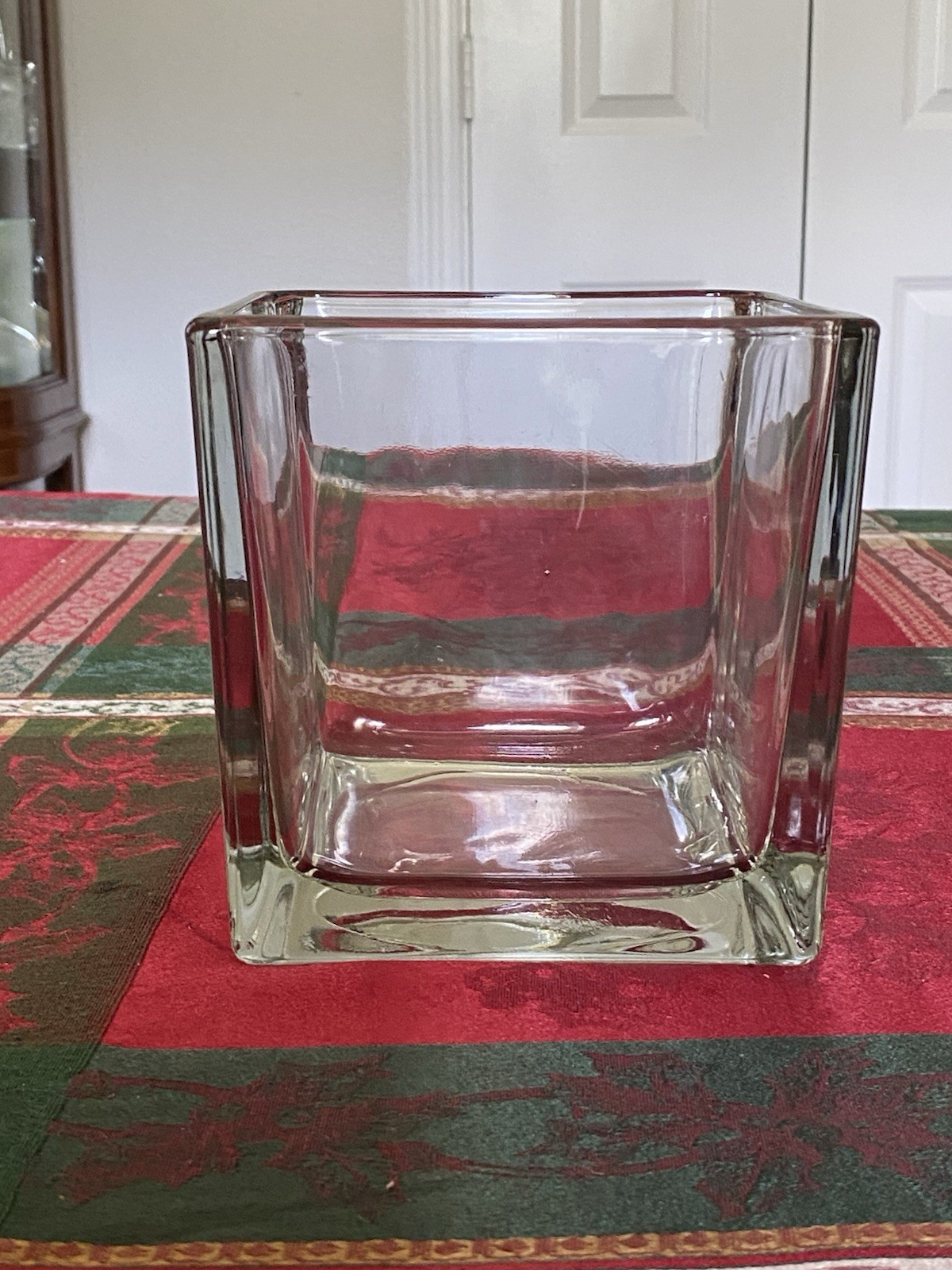 Square Clear Cube Vase Thick Heavy Candy Dish 6”