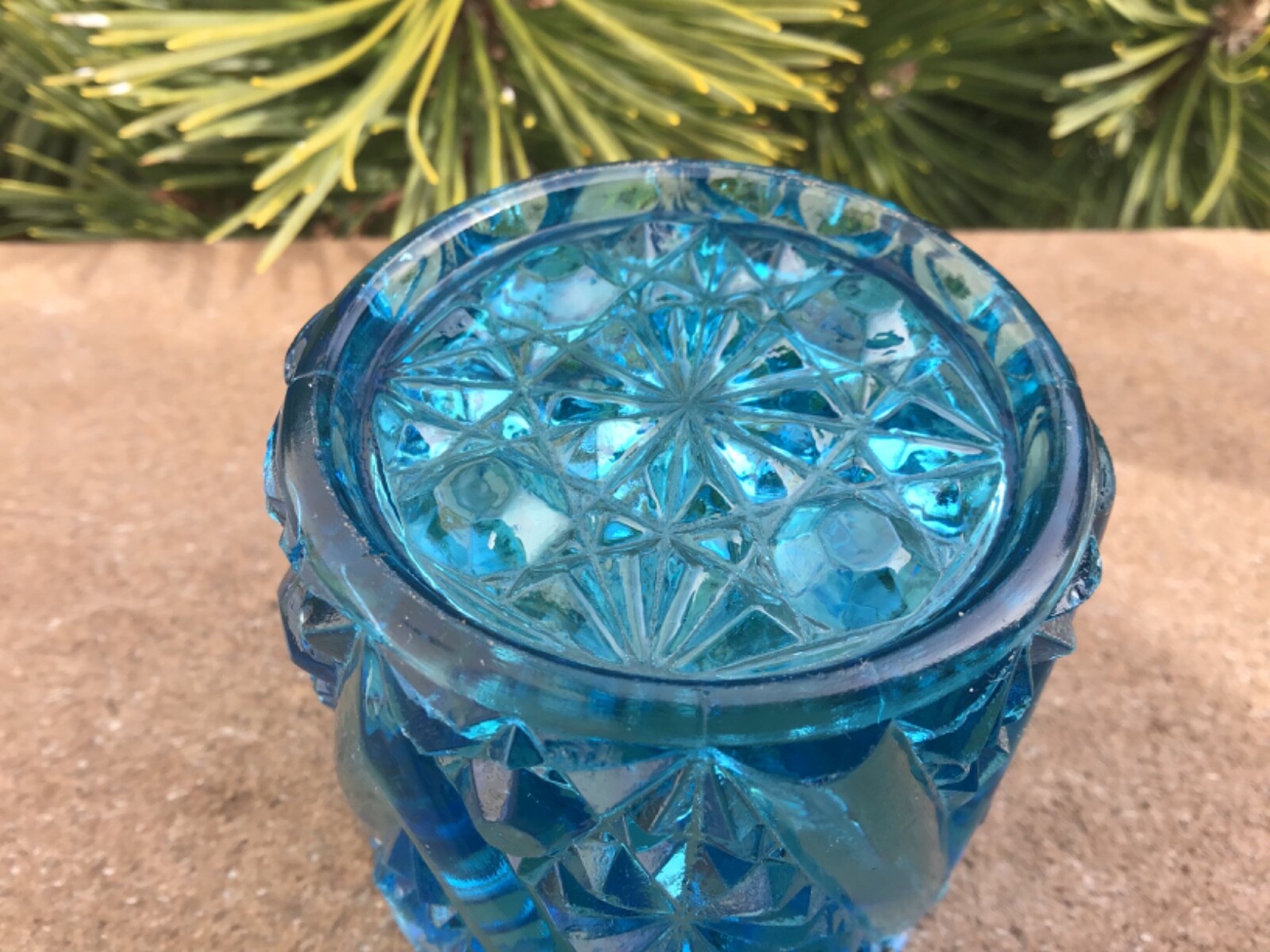 Victorian Toothpick Holder Blue Daisy and Button V Beatty & Son U.S. Glass EAPG