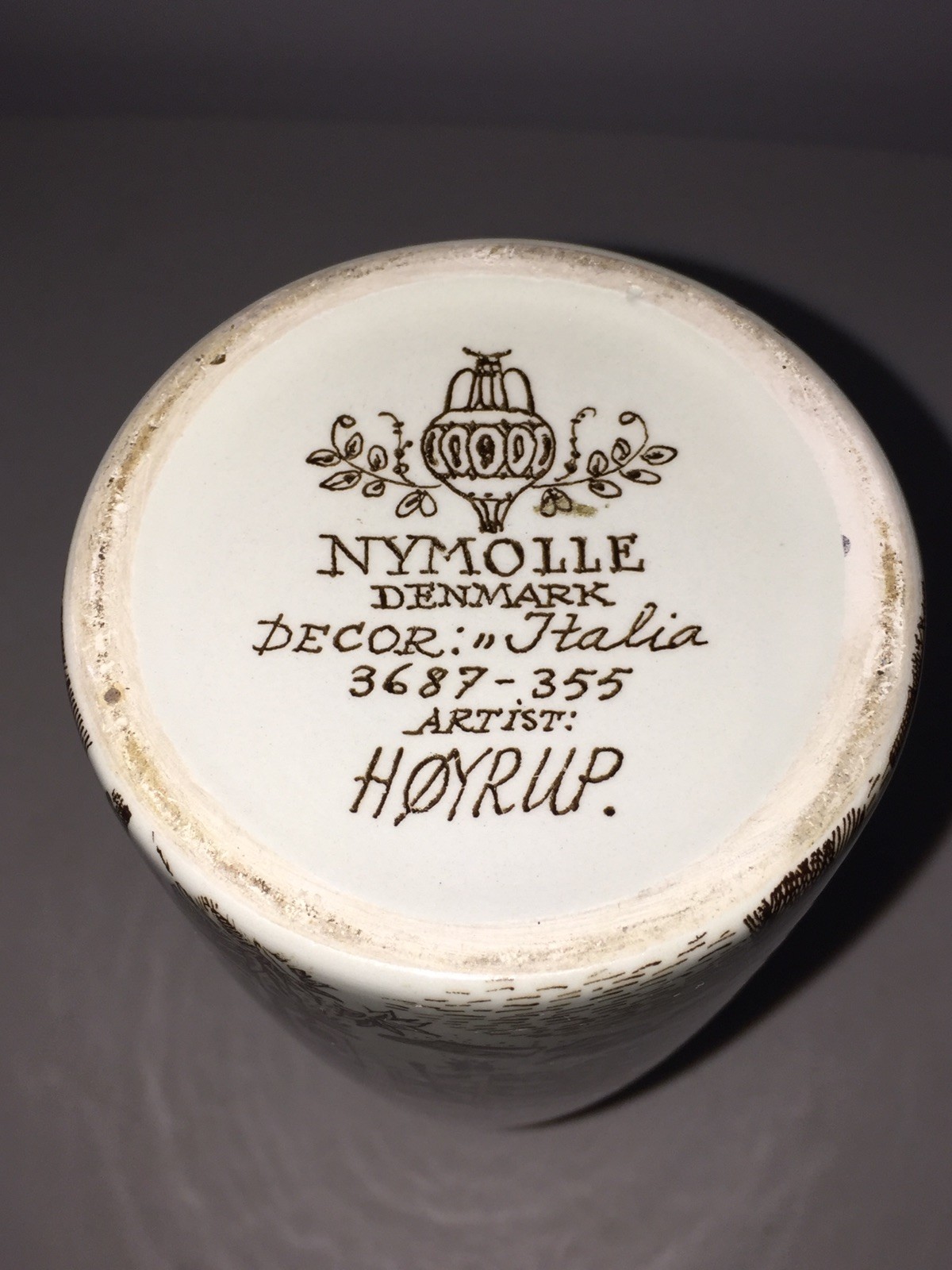 Vintage Mid-Century Nymolle Denmark Hoyrup Italia Porcelain Art Pottery Vase