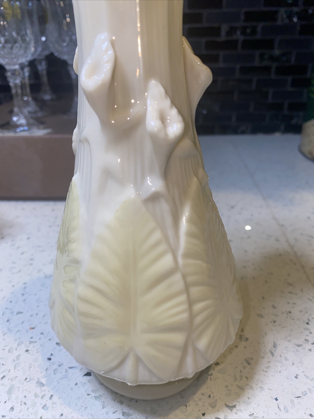 Vintage Belleek Porcelain Calla Lily and Leaves Nile Vase 7.25 Inches 6th Mark