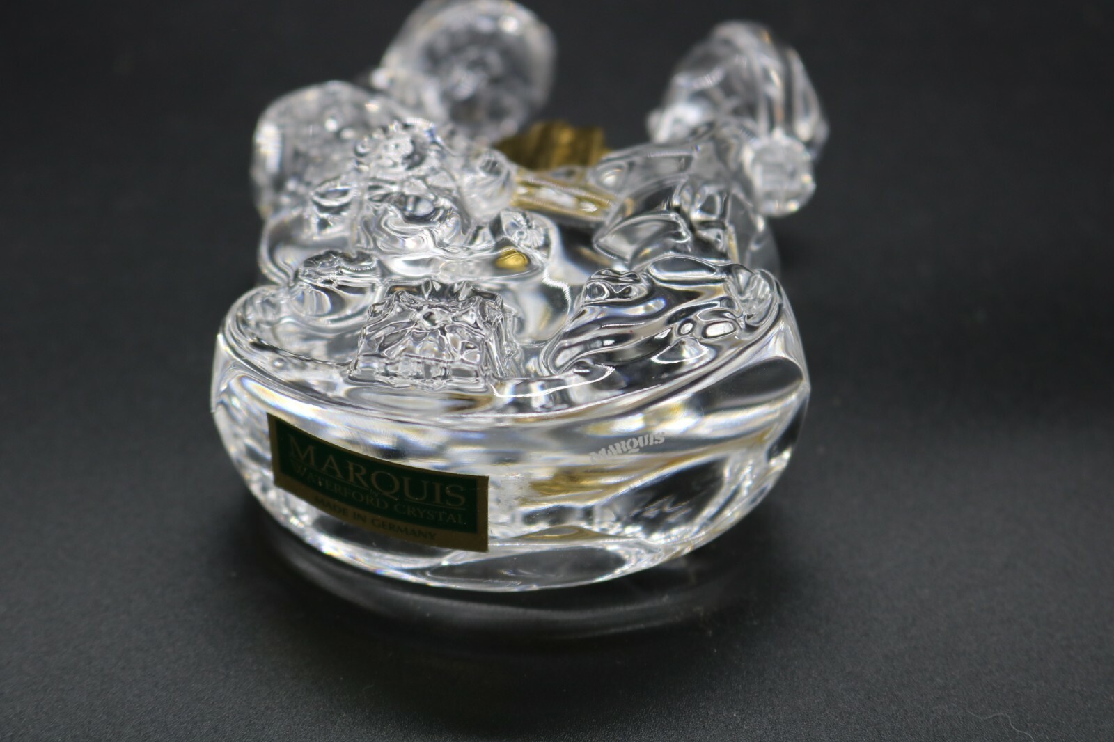 Waterford Crystal Marquis Figurine Rocking Sleigh Girls with Gold Present