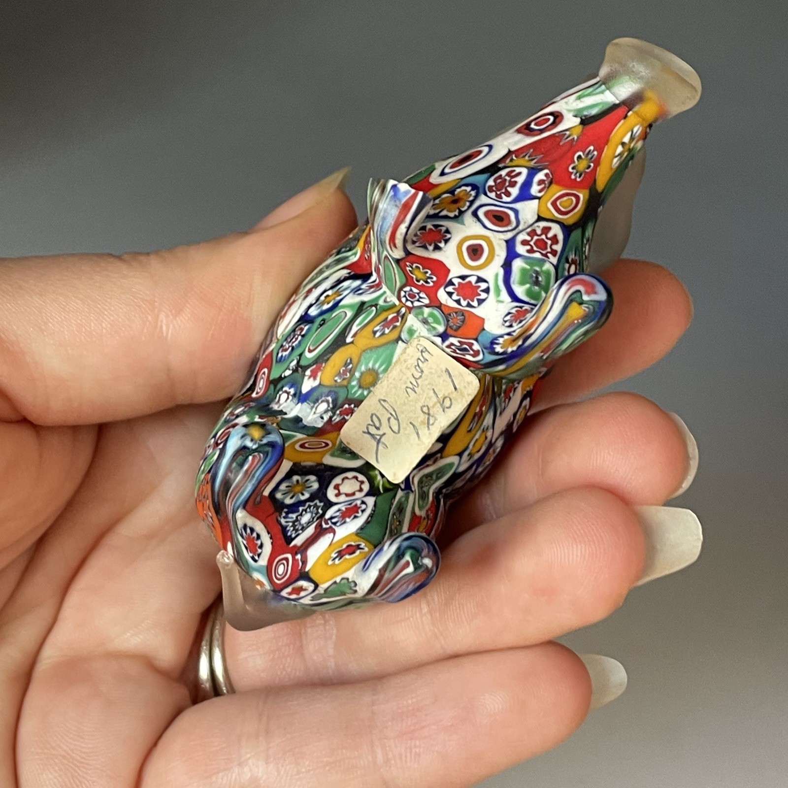 Mid-Century Retro Vintage Murano Glass Millefiori Pig Figural Animal Figurine