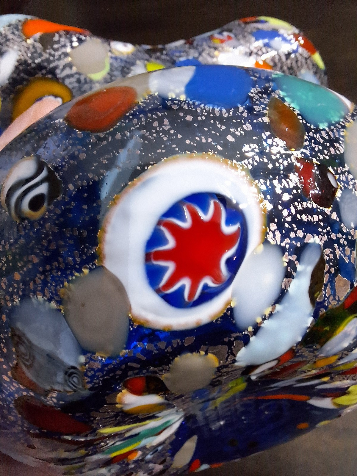 Murano Harlequin Millefiori Handkerchief Jug CC Zecchin Made In Italy 3 3/4″H