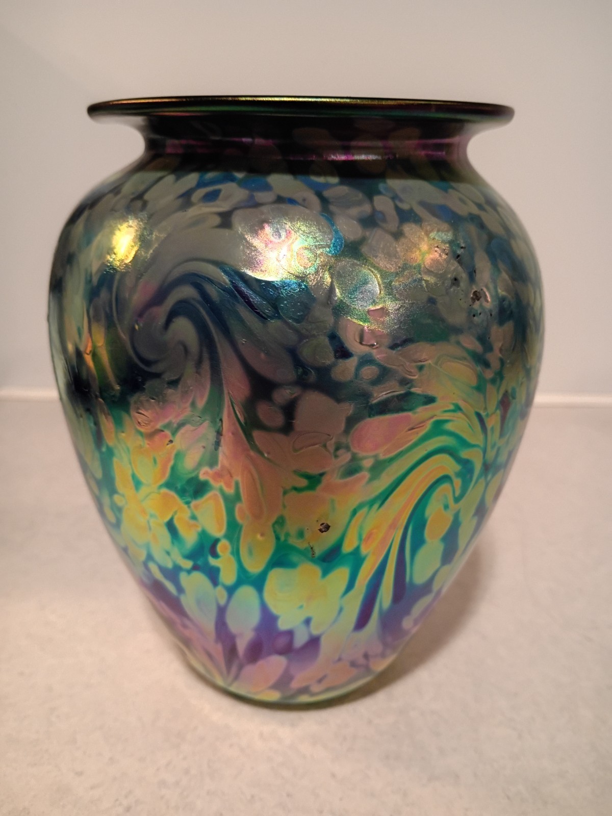 Stunning 2002 Signed 7.25″ Robert Eickholt Starry Night Art Glass Vase