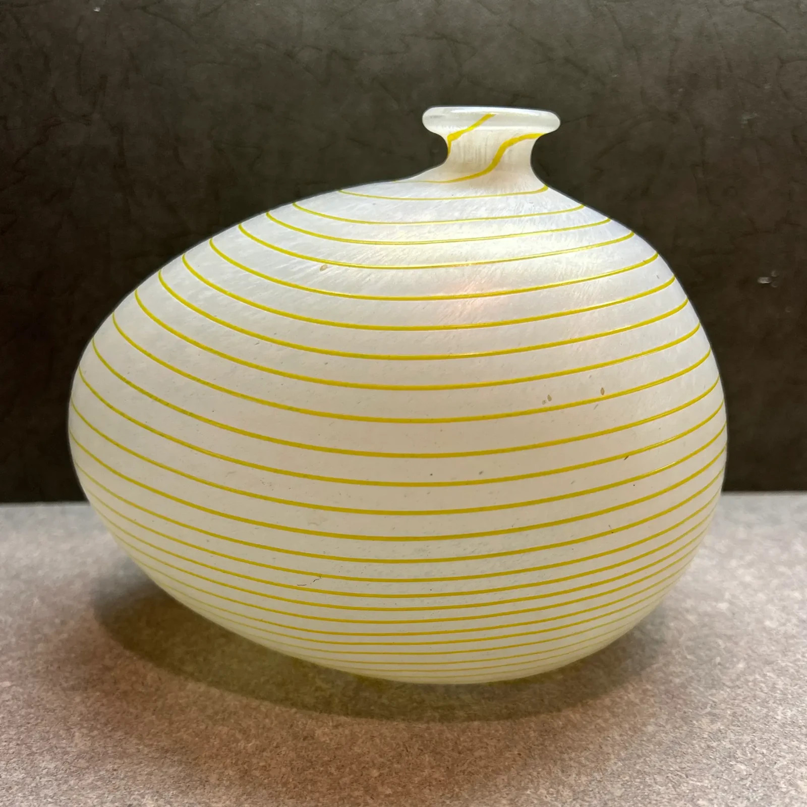 1980s Handblown Kosta Boda Bertil Vallien Aphrodite Asymmetric Yellow White Vase