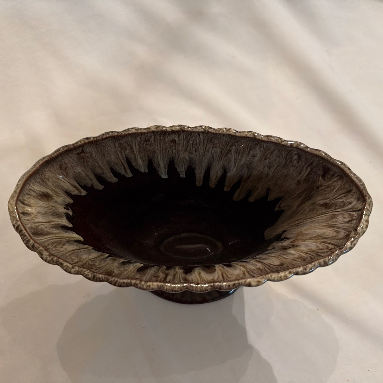 Evangeline Vase Pottery Brown Cream Drip Glaze Lava Canuck Art 6×8” Canada