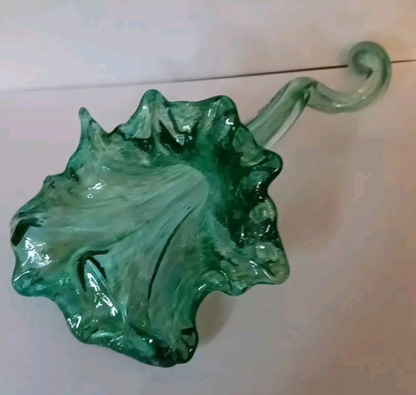 Art Glass Flower Sculpture Figure Decor Abstract 9.5″ Green Blue