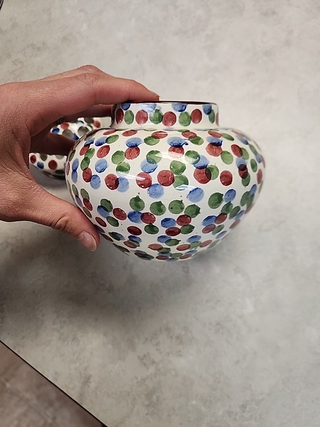 RARE Vintage SMF Schramberg Germany Vase With Frog Eva Zeisel Polka Dot