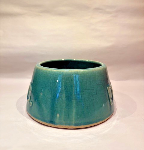 Early McCOY “DOG.” SPANIEL FEEDER BOWL Collector Green Glaze