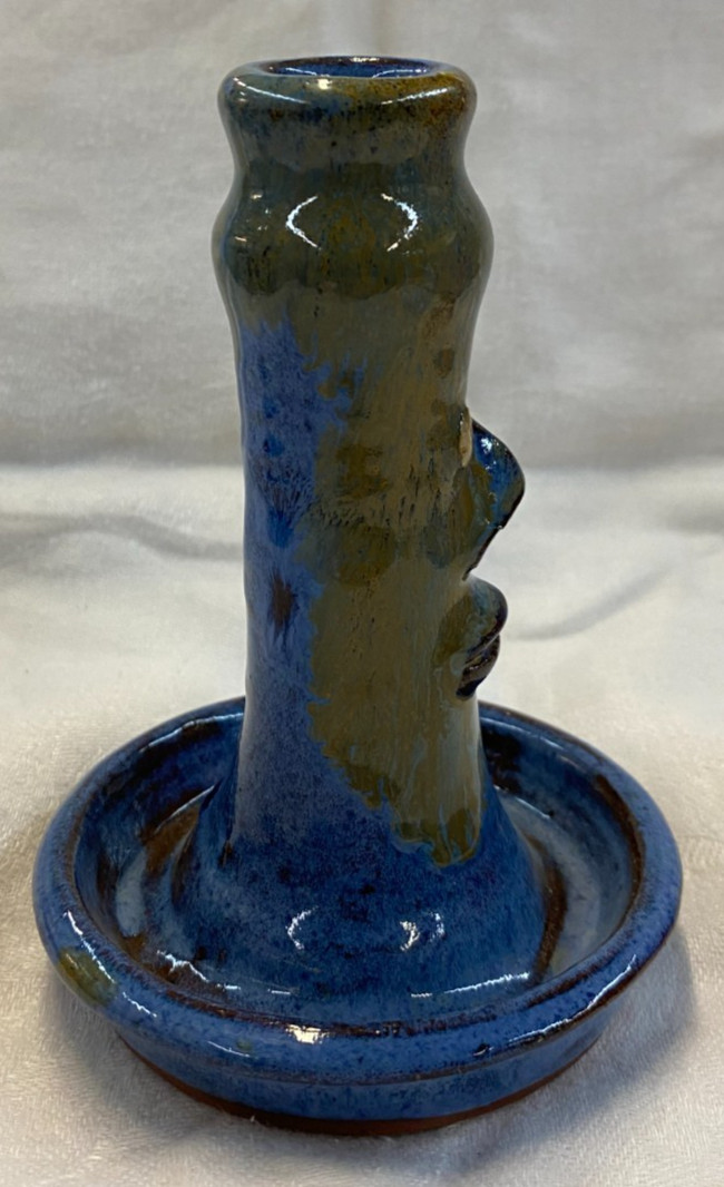 Walter P. Fleming Southern Primitive Folk Art Pottery Face Candle