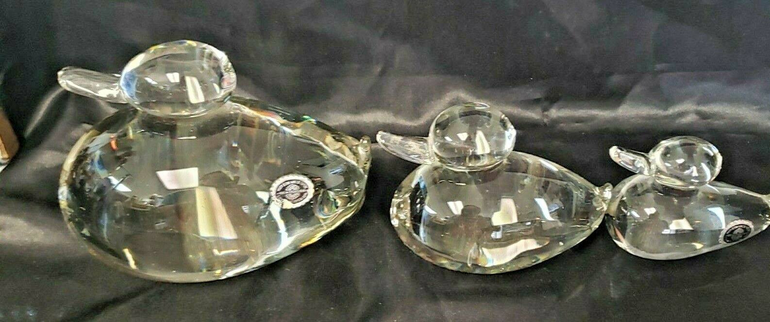Set of 3 Made in Czechoslovakia Hand cut Crystal Ducks American Cut Crystal Corp