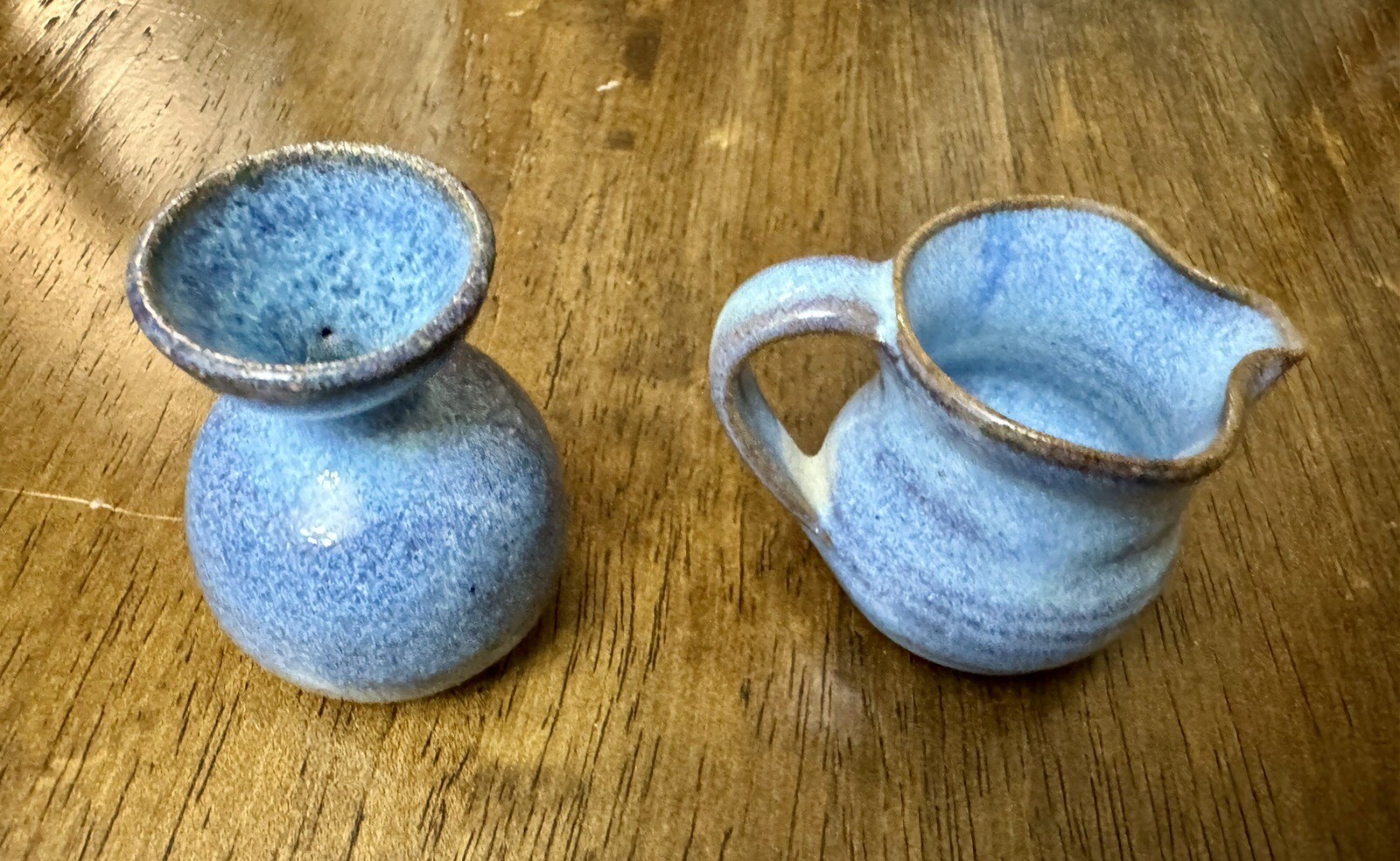 Studio Art Pottery Mini Speckled Brown Blue Stoneware Vintage Signed MCM 2.5”