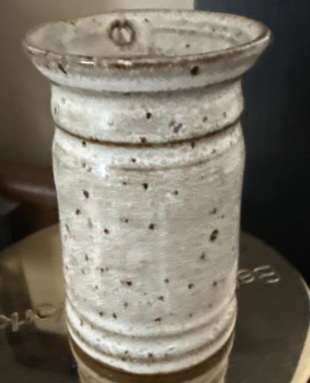 Vintage Ceramic Pottery Vase Earth Tones Marbled look Glaze MCM Feathers Beads.